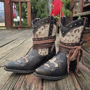 Rockin Country, Brown Leather, Cowgirl Boots, Size 9M